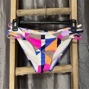 Athleta strappy bikini swim suit bottoms women’s small colorful geometric